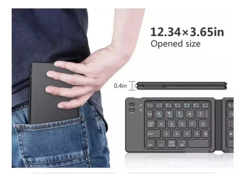 Mini Teclado Inalámbrico Portátil Plegable Con Panel Táctil Negro Español Latinoamérica — foto 9