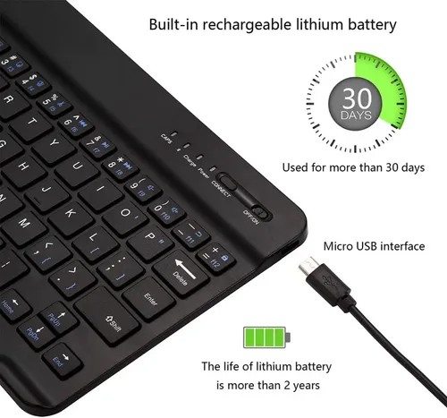 Mini Teclado Inalámbrico Weibo Bluetooth Mini Bat Recargable Color Del Teclado Negro Idioma Español Latinoamérica Español De Latinoamérica — foto 5