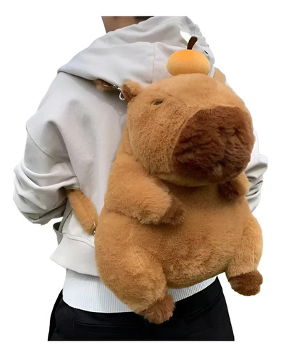 Mochila De Peluche Capibara 35 Cm Kawaii Café