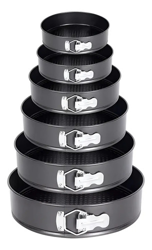 Molde Redondo De Metal Antiadherente Para 6 Tortas  Pack Gris Oscuro De 63.5