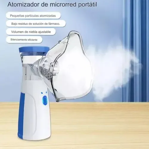 Nebulizador Inhalador Portatil Mesh Recargable Niño Adulto Blanco Con Azul — foto 3