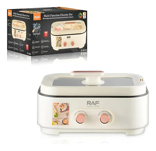 Olla Eléctrica Doble Bilis Multifuncional Raf R.5420 3l+3l Blanco 50/50hz