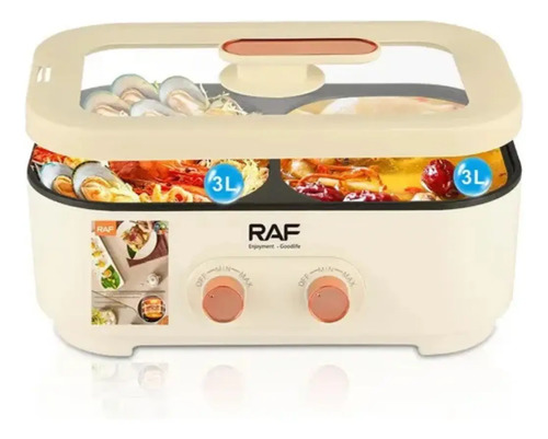 Olla Eléctrica Doble Bilis Multifuncional Raf R.5420 3l+3l Blanco 50/50hz — foto 3