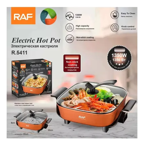 Olla Eléctrica Sartén Antiadherente Al Vapor 1350w Naranja 50/60hz — foto 10