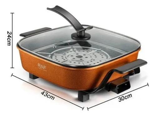 Olla Eléctrica Sartén Antiadherente Al Vapor 1350w Naranja 50/60hz — foto 3