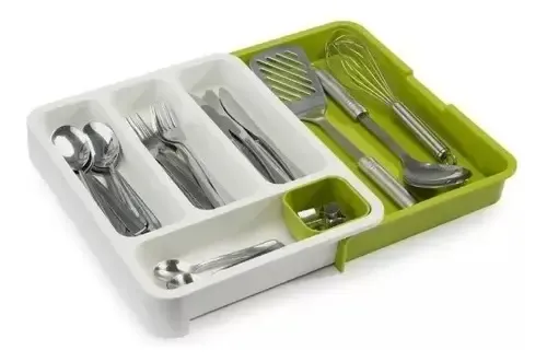 Organizador De Cubiertos Cuchillos Ajustable Porta Servicios Verde Claro