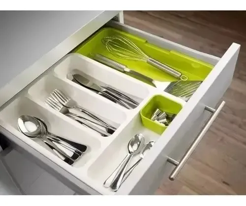 Organizador De Cubiertos Cuchillos Ajustable Porta Servicios Verde Claro — foto 2