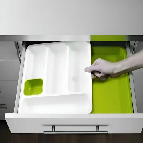 Organizador De Cubiertos Porta Cubiertos Bandeja De Cubierto Verde Claro — foto 5