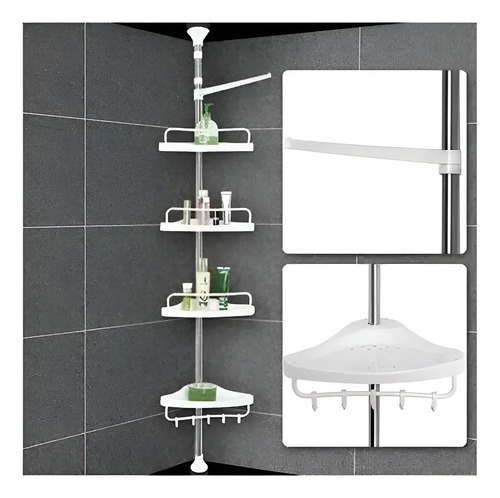 Organizador Esquinero Ducha Multiuso 4 Pisos Ajustable D — foto 11