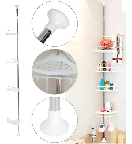 Organizador Esquinero Ducha Multiuso 4 Pisos Ajustable D — foto 5