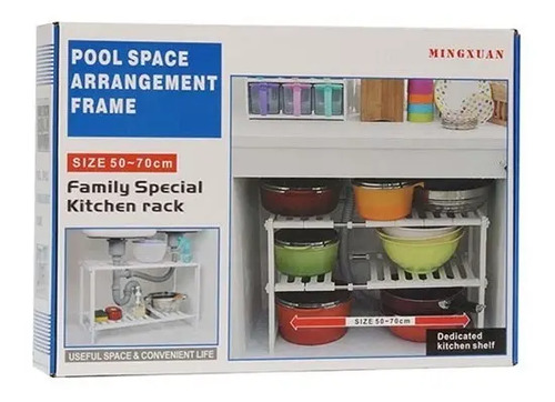 Organizador Estante De Cocina Multiuso Organizador De Ollas Blanco Y Plateado — foto 2