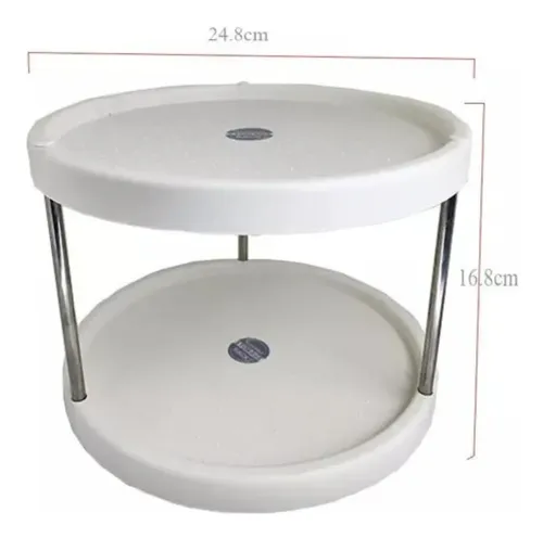 Organizador Estante Especiero Giratorio De 2 Niveles Cocina Blanco — foto 2
