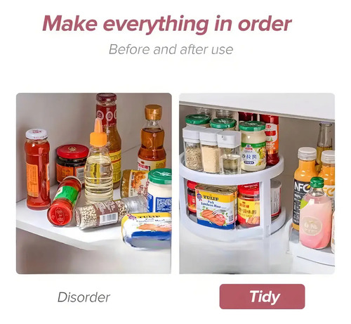 Organizador Estante Especiero Giratorio De 2 Niveles Cocina — foto 11