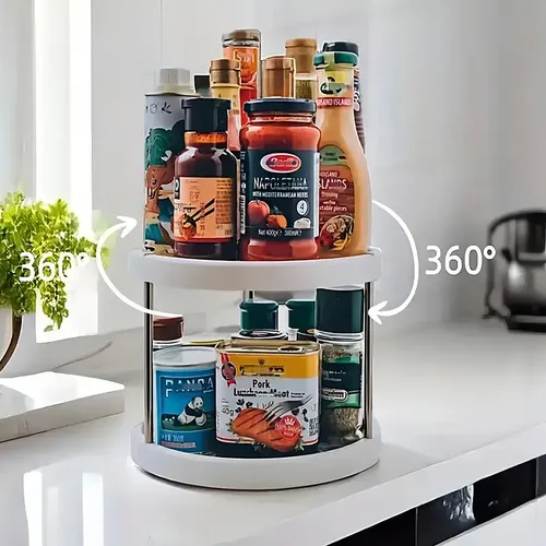 Organizador Estante Especiero Giratorio De 2 Niveles Cocina — foto 8