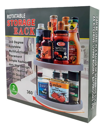 Organizador Estante Especiero Giratorio De 2 Niveles Cocina — foto 9