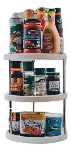 Organizador Estante Especiero Giratorio De 3 Niveles Cocina Blanco