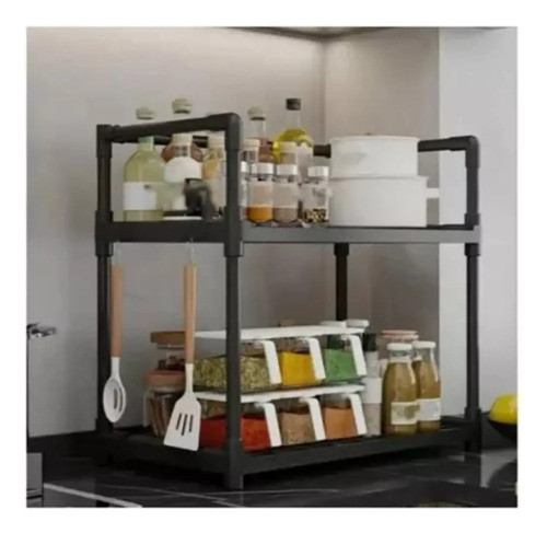 Organizador Rack Cocina 2 Niveles Especias Multifuncional Negro — foto 2