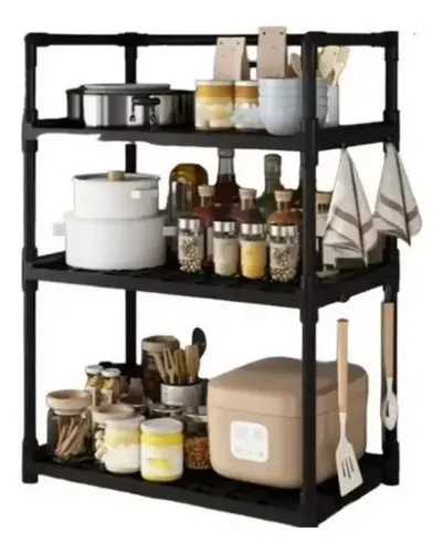 Organizador Rack Cocina 3 Niveles Especias Multifuncional Negro