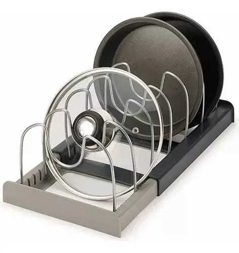 Organizador Tapas Ollas Sartén Expandible Cocina Multiuso Gris
