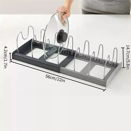 Organizador Tapas Ollas Sartén Expandible Cocina Multiuso Gris — foto 3