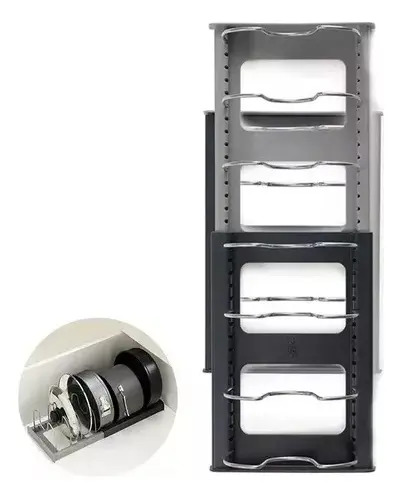 Organizador Tapas Ollas Sartén Expandible Cocina Multiuso Gris — foto 4