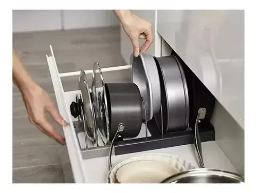Organizador Tapas Ollas Sartén Expandible Cocina Multiuso Gris — foto 6