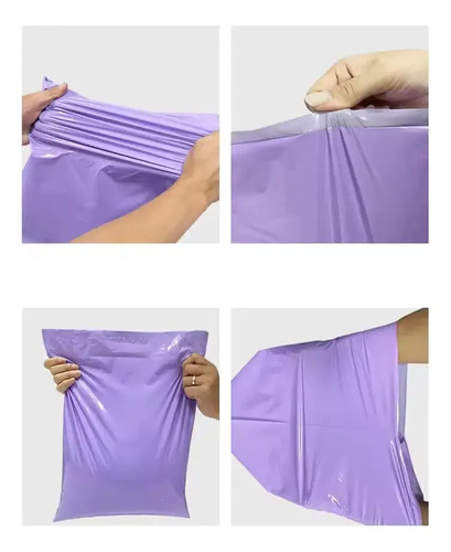 Pack 100 Bolsas Embalar Courier Autoadhesivo Lila 17x30cm — foto 3
