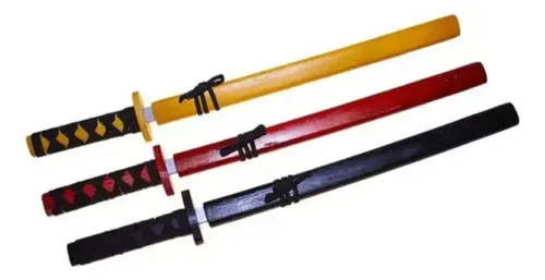 Pack 3 Katana Japonesa Madera De Colores Varios