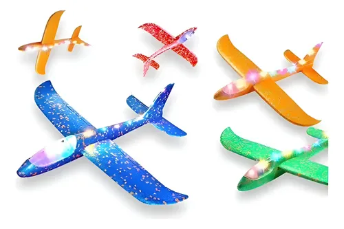 Pack 5 Aviones Planeador De Plumavit Con Luces Led Juguete Variod