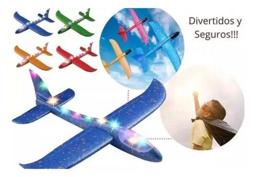 Pack 5 Aviones Planeador De Plumavit Con Luces Led Juguete Variod — foto 3