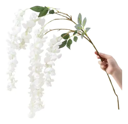 Pack 5 Tiras Flores Colgantes Glicina 1 Metro Blanco