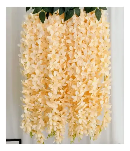 Pack 5 Tiras Flores Colgantes Glicina 1 Metro Durazno