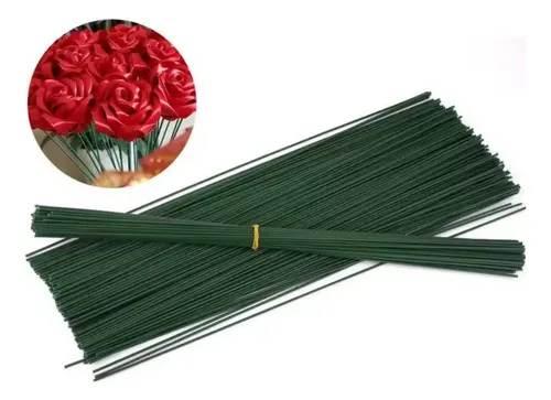 Pack 50 Tallos Sin Hojas Para Flores Artificiales Bricolage Verde