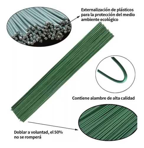 Pack 50 Tallos Sin Hojas Para Flores Artificiales Bricolage Verde — foto 4