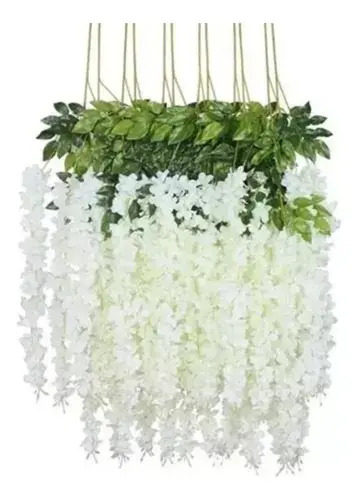 Pack De 12 Flores Artificiales Colgantes Decorativas Blanco