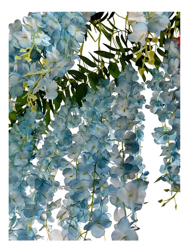 Pack De 12 Flores Artificiales Colgantes Decorativas Celeste