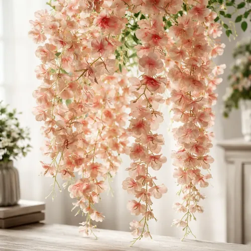Pack De 12 Flores Artificiales Colgantes Decorativas Coral Claro — foto 2