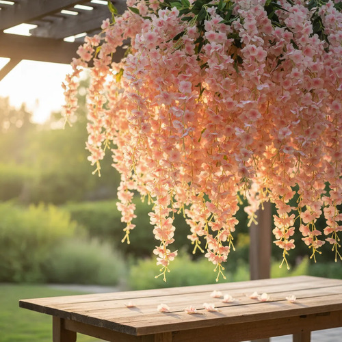 Pack De 12 Flores Artificiales Colgantes Decorativas Coral Claro — foto 3
