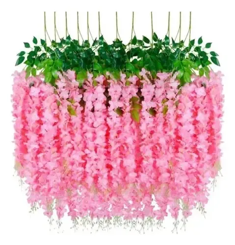 Pack De 12 Flores Artificiales Colgantes Decorativas Fucsia
