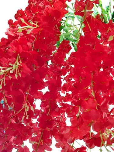 Pack De 12 Flores Artificiales Colgantes Decorativas Rojo — foto 2