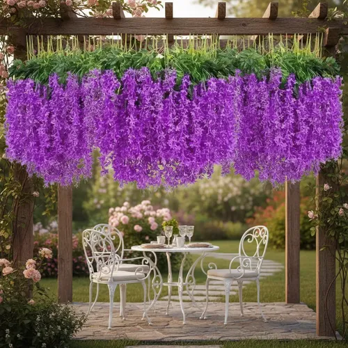 Pack De 12 Flores Artificiales Colgantes Decorativas Violeta — foto 2
