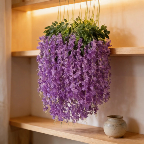 Pack De 12 Flores Artificiales Colgantes Decorativas Violeta — foto 3
