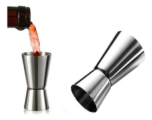 Pack2 Medidor Tragos Jigger Dosificador De Bartender 15-30ml Plateado — foto 2