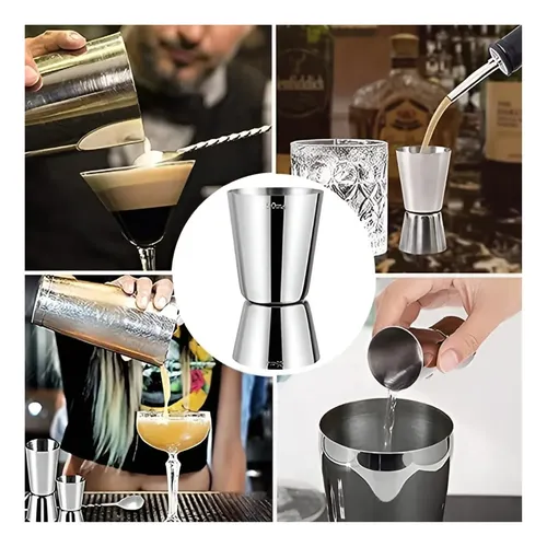 Pack2 Medidor Tragos Jigger Dosificador De Bartender 15-30ml Plateado — foto 3