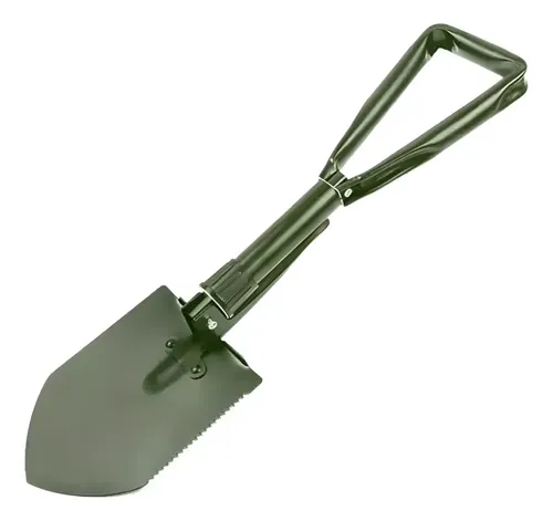 Pala Retráctil 60 Cm Con Picota Camping Verde Oliva