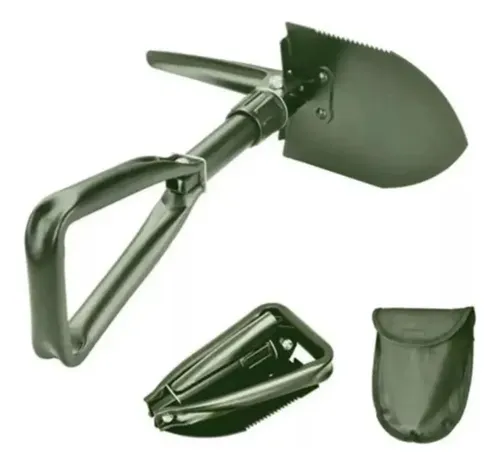 Pala Retráctil 60 Cm Con Picota Camping Verde Oliva — foto 2