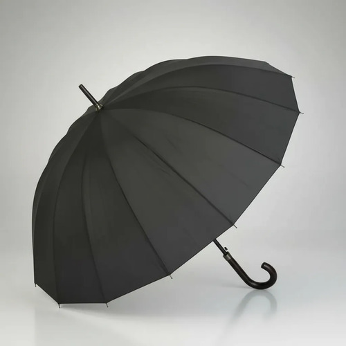 Paraguas Clásico Xl Automático 16 Varillas Y Mango Invierno Negro Liso
