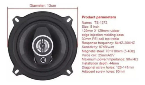 Parlante Auto Pcinener Ts-1372 350w Negro — foto 4