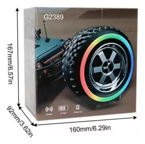 Parlante Bluetooth Rueda De Auto Neumático Portátil   Negro — foto 2