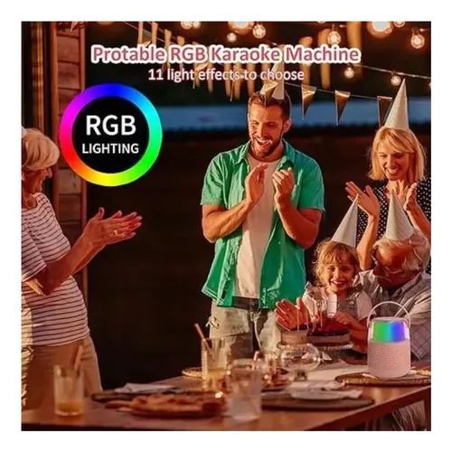 Parlante Y Micrófono Karaoke Voz Rgb Y-1 Bluetooth Rosa — foto 3